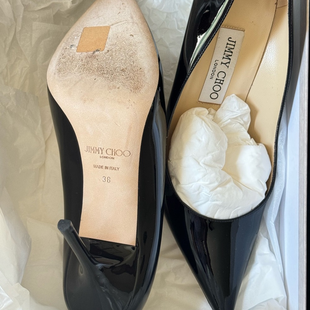 Jimmy Choo Patent Leather Pointed Toe Pumps - Picture 3 of 8